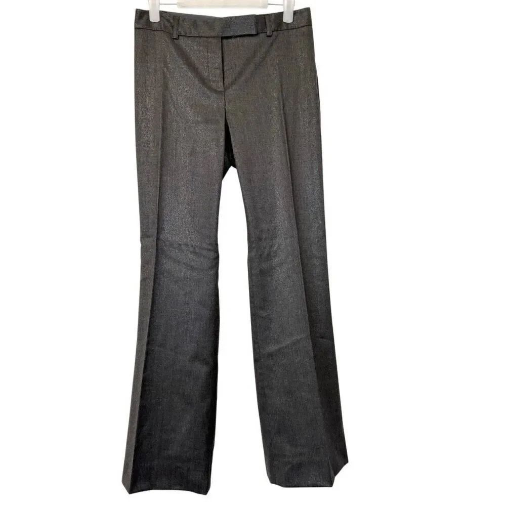 Theory Wool Blend Metallic Shimmer Straight Leg Casual Dress Pants Gray Size 6